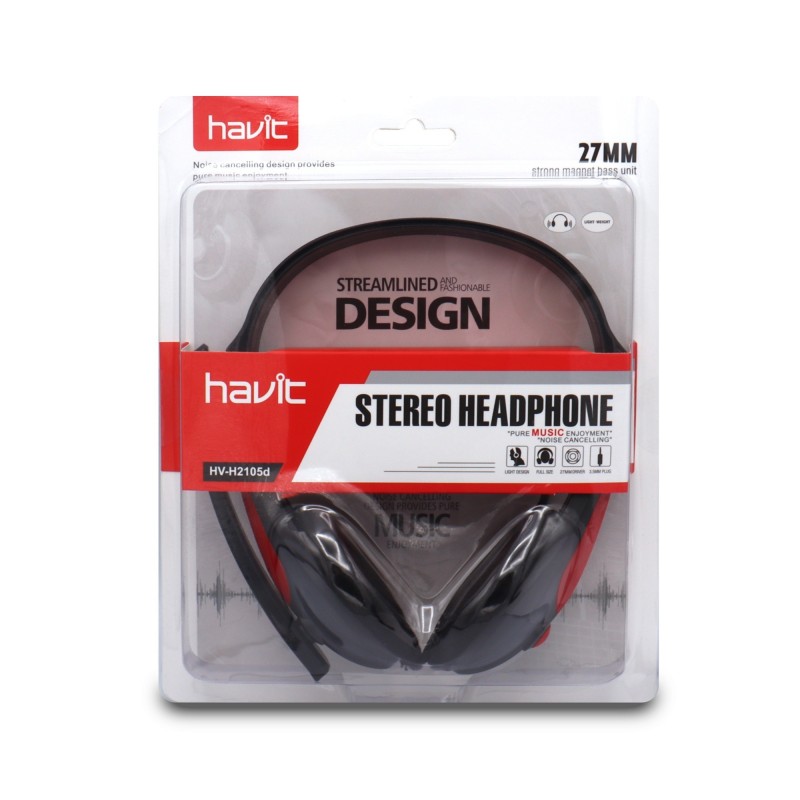 Casco para Pc HV-H2105D Rojo