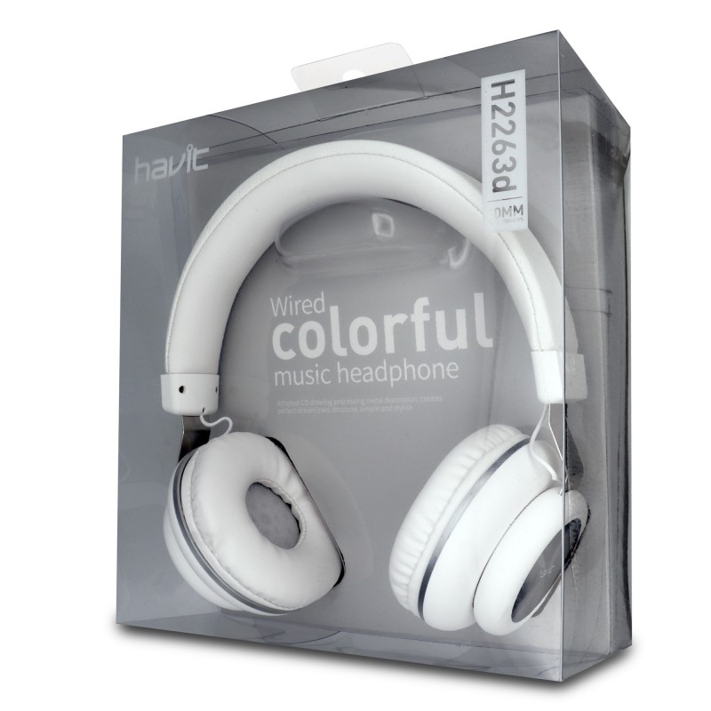 Casco Plano Con Cable y Manos Libres H2263D Blanco