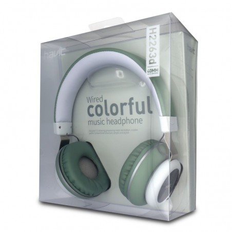 Casco Plano Con Cable y Manos Libres H2263D Verde