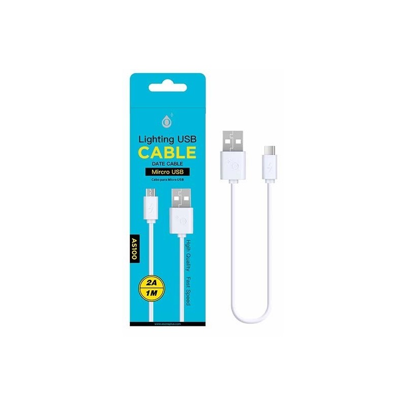 AS100 BL Cable de Datos ONE de Micro USB 2A 1M, Blanco