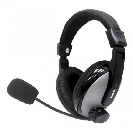 Cascos PC teletrabajo GrisNegro con microfono ajustable Havit H139D