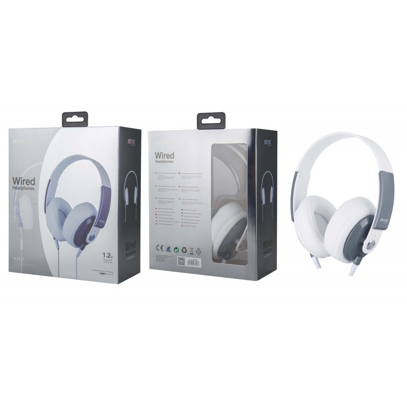 K3647 BL Auriculares con Microfono Tink, Cable Audio 1.2M, Blanco