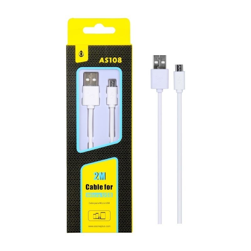 Cable de dato Micro USB 2A, 2M AS108- Blanco