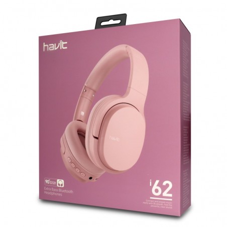 Casco Inalámbrico Extra Bass Dual Conexión HV-i62 Rosa