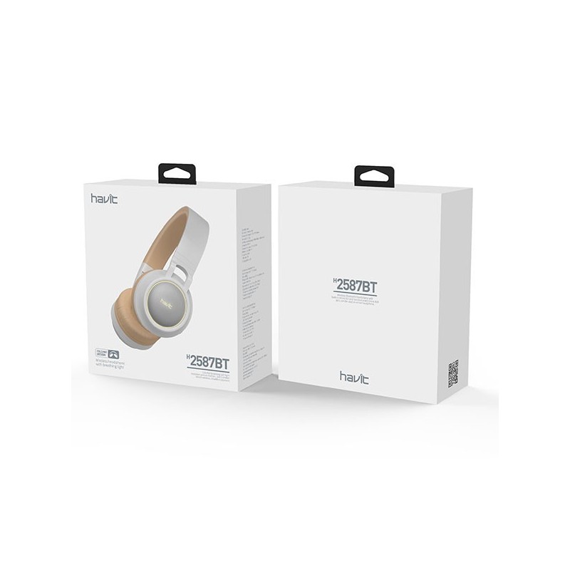 Cascos Bluetooth  Micro SD Con Luz H2587BT Blanco