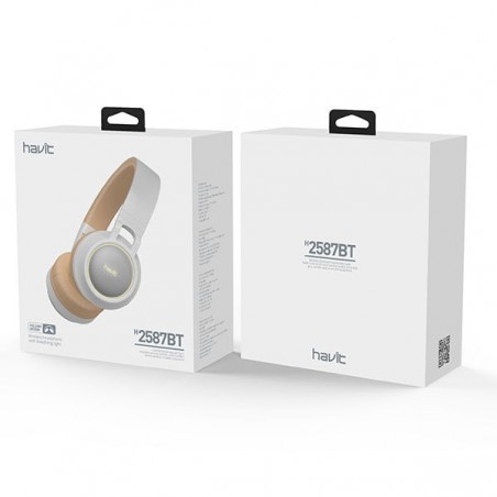 Cascos Bluetooth  Micro SD Con Luz H2587BT Blanco