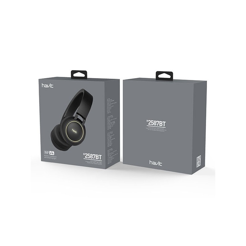 Cascos Bluetooth  Micro SD Con Luz H2587BT Negro