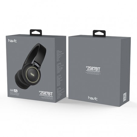 Cascos Bluetooth  Micro SD Con Luz H2587BT Negro