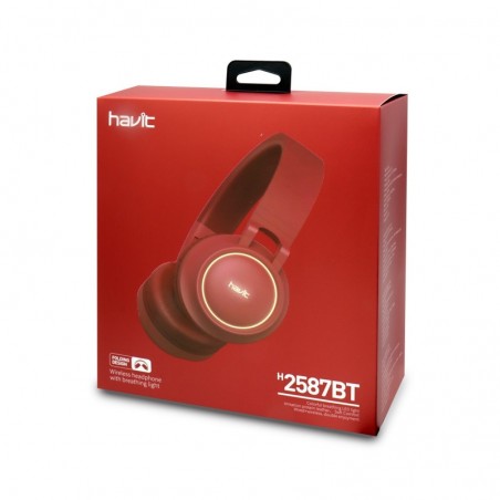 Cascos Bluetooth  Micro SD Con Luz H2587BT Rojo