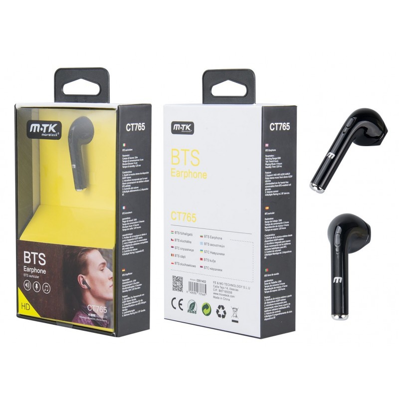 Pinganillo Bluetooth CT765 (1 pieza) Negro