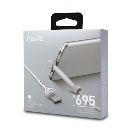 Cable MicroUSB con Soporte en Forma de L 1m H695 Blanco