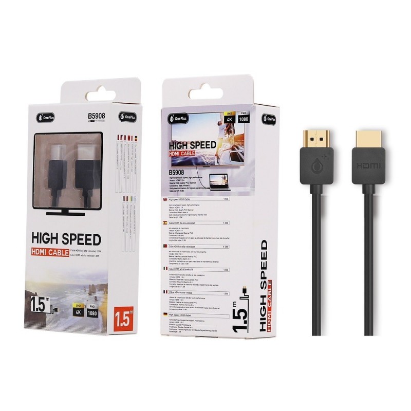 B5908 NE Cable de HDTV 1080P, 1.5M Longitud, Negro