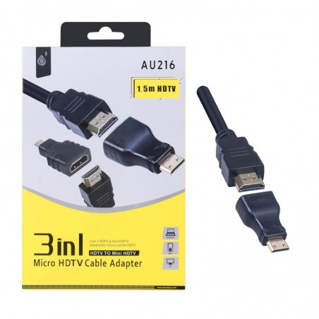 Cable HDMI con clavijas MicroMini HDMI 1.5M AU216