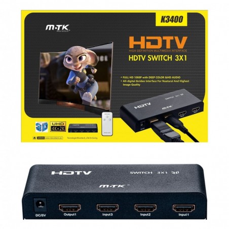 HDMI Switch 31 con Mando y Alimentador K3400