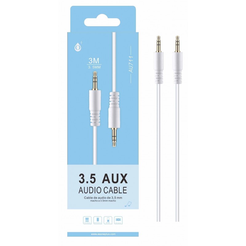 AU711 BL Cable de JACK Jinx MM 3.5mm, 3M Blanco
