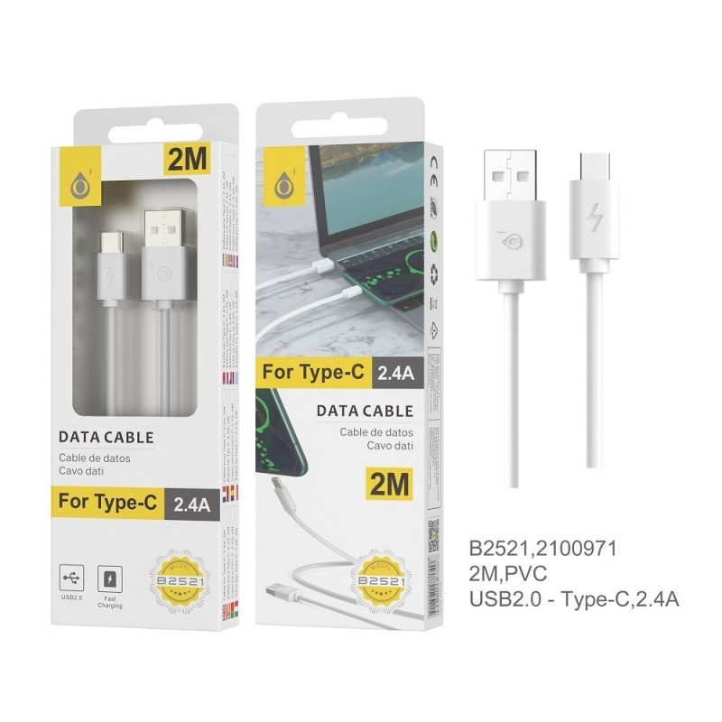B2521 BL Cable de Datos para Tipo C, 2A 2M, Blanco