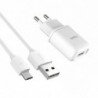 Cargador de 1 USB con cable Micro USB 2.1A HV-ST809 Blanco