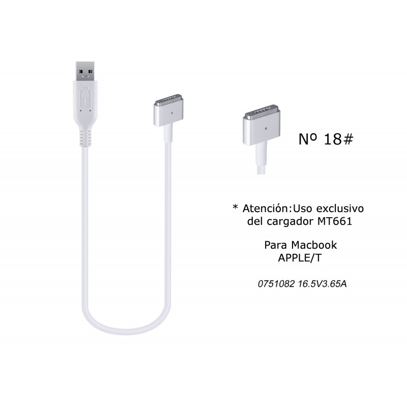 MT663 Cable de Cargador Portatil  18 para Apple, 16,5V  3,65A, APPLE