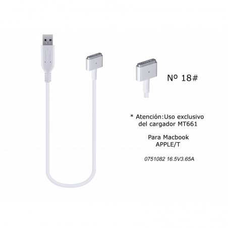 MT663 Cable de Cargador Portatil  18 para Apple, 16,5V  3,65A, APPLE