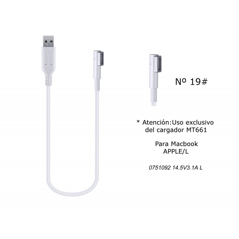 MT664 Cable de Cargador Portatil  19 para Apple, 14,5V  3,1A, APPLE