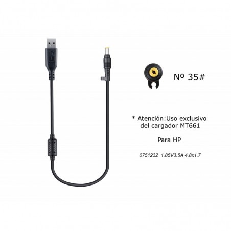 MT678 Cable de Cargador Portatil  35 para HP, 18,5V  3,5A, 4,81,7mm