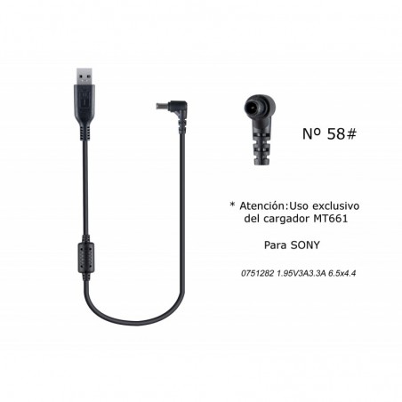 MT683 Cable de Cargador Portatil  58 para Sony, 19,5V  3A (3,3A), 6,54,4mm