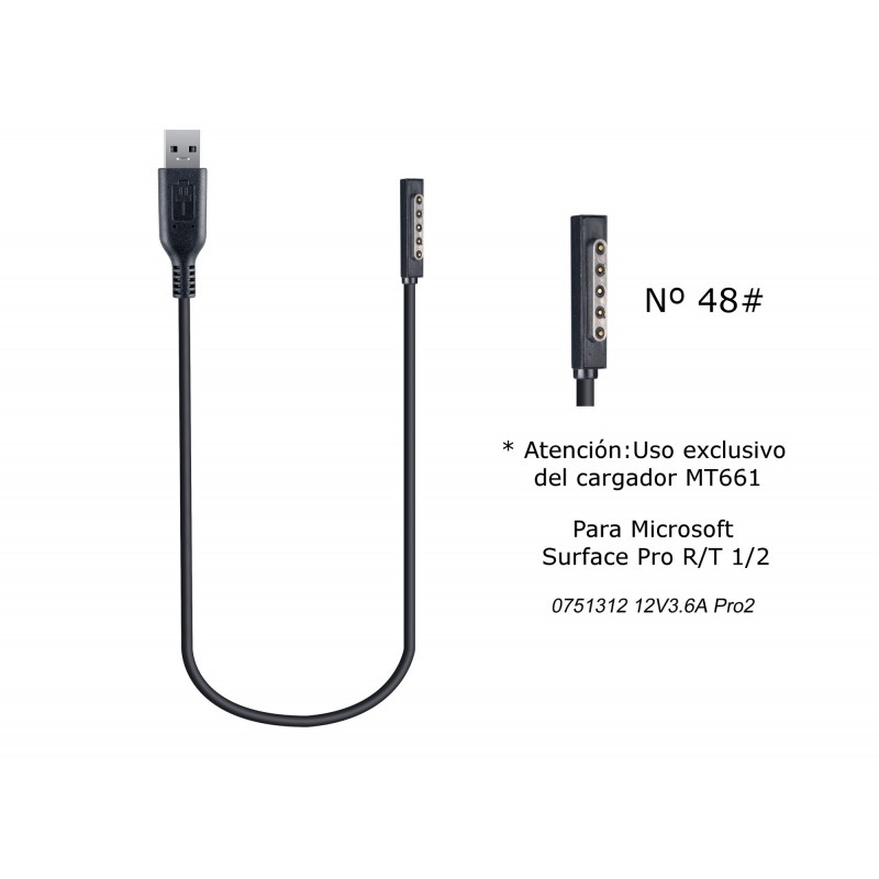 MT686 Cable de Cargador Portatil  48 para Microsoft, 12V  3,6A