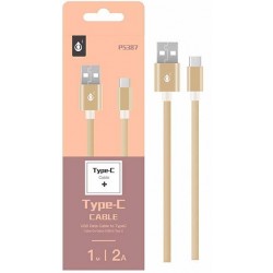 P5387 BE Cable Tipo C Aluminio Puzzles 2A 1M - Beis