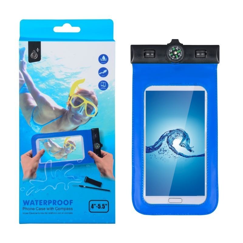 Funda Impermeable Para Movil con Brujula 4-5.5" Azul