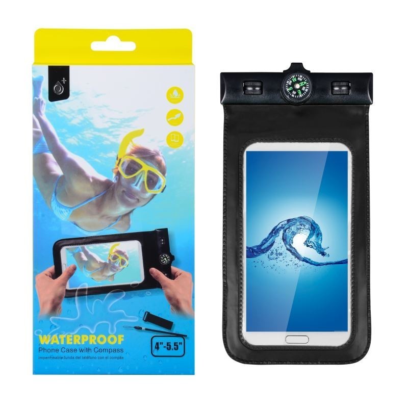 Funda Impermeable Para Movil con Brujula 4-5.5" Negra