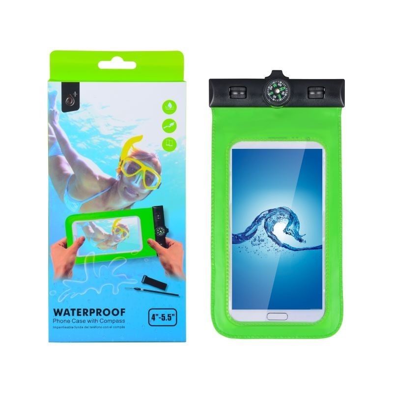 Funda Impermeable Para Movil con Brujula 4-5.5" Verde