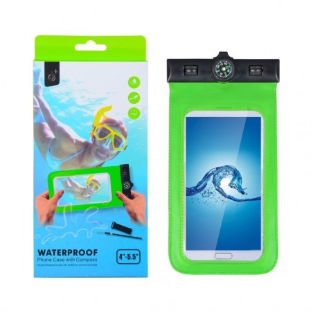 Funda Impermeable Para Movil con Brujula 4-5.5" Verde