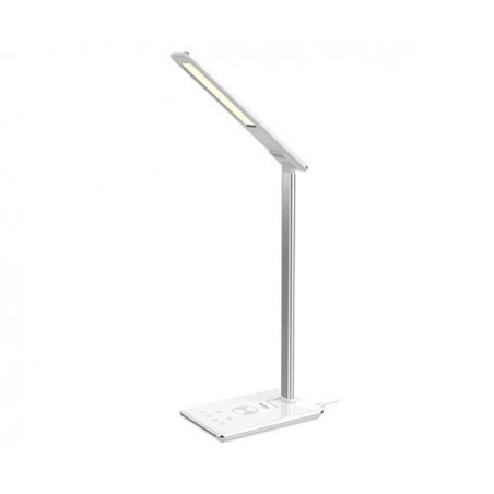 TA0250 BL Lámpara metal de mesa LED 3W con Cargador Inalámbrico para móviles 5W y 1USB,y Brillo de Luz ajustable