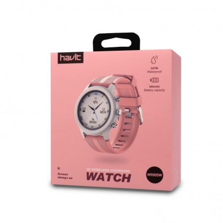 reloj smart watch con carga inalambrica m9005w rosa