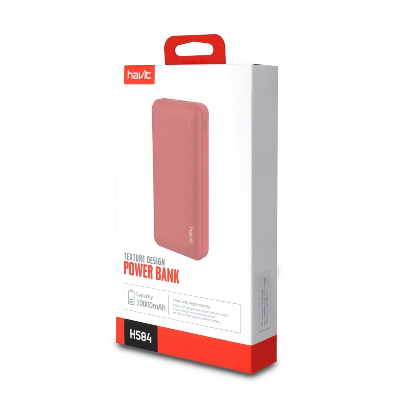 Bateria Externa Dual USB 10000mah H584 Rosa