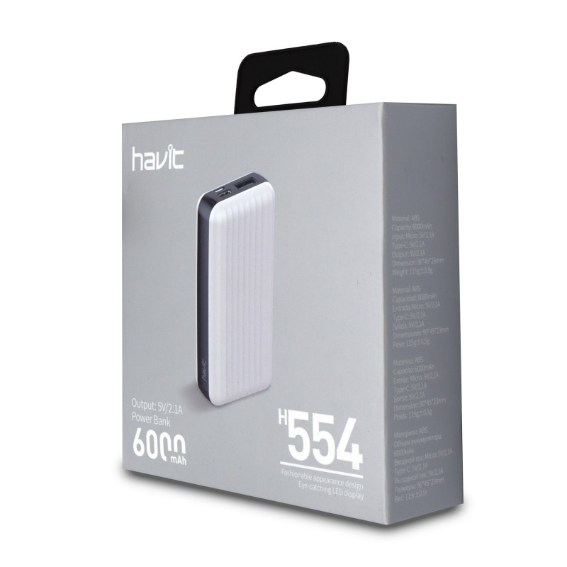 Bateria Externa DUAL USB 6.000mAh H554 Blanco