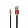 Cable de dato Micro USB protegido tela CB631 - ROJO