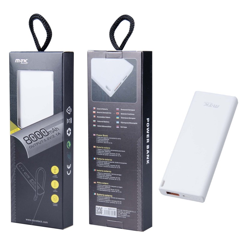 DT935 BL Power Bank Neptuno 8000mAh , Blanco