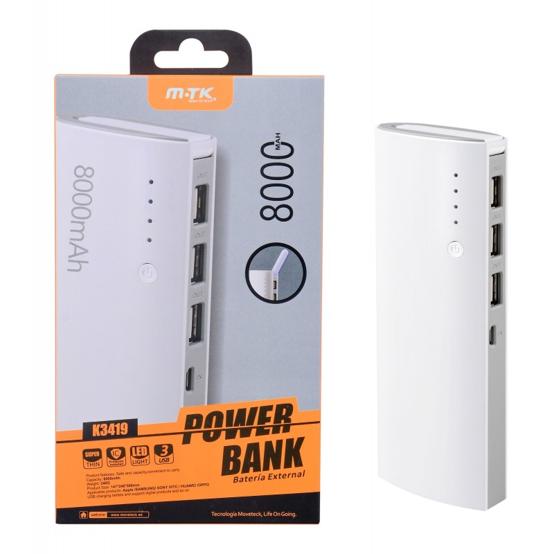 Power Bank 8000mAh K3419 Gris