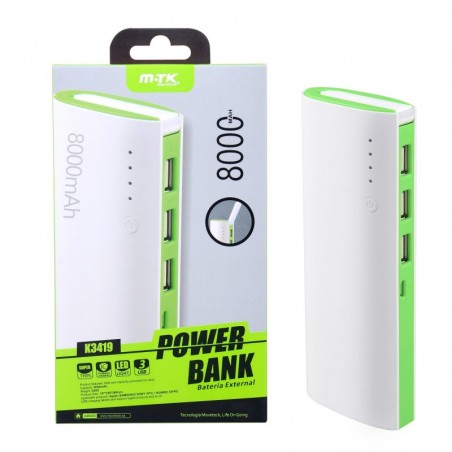 Power Bank 8000mAh K3419 Verde