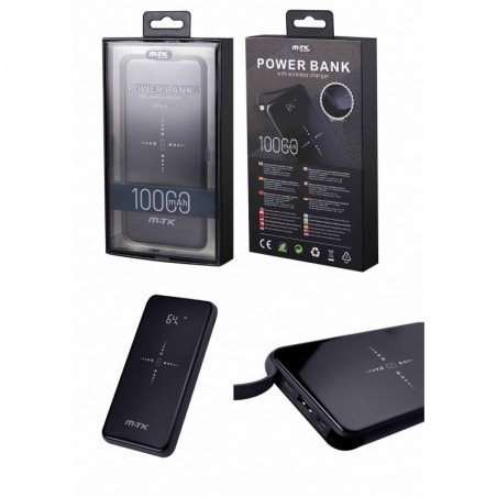 POWERBANK ABSOLUT INALAMBRICA 10000 MAH 5V2A LCD PANTALLA DIGITAL NEGRO DT543