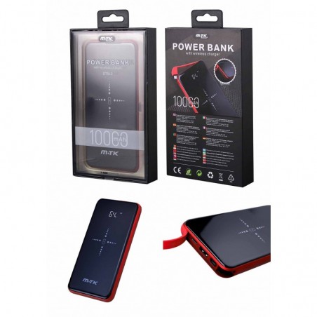 POWERBANK ABSOLUT INALAMBRICA 10000 MAH 5V2A LCD PANTALLA DIGITAL ROJO DT543