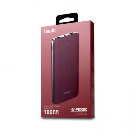 Powerbank de 10.000mAh DUAL USB 5V2.1A con luz LED PB005X Rosa