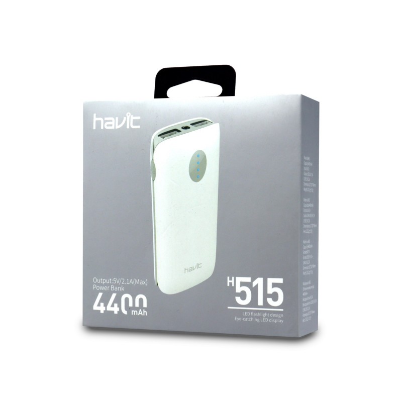 Powerbank Dual USB 4400mAh 5V2.1A H515 - Blanca
