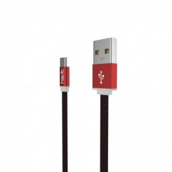 Cable de dato Micro USB protegido tela CB631 - ROJO