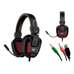 Cascos Gaming Negro Samurai Luz RGB Roja 2xJackplusUSB H2168D