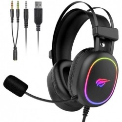 Cascos Gaming ovalado Negro con luz RGB JackplusUSB H2016D