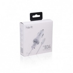 Cargador Mechero Dual 2.1A con cable iphone 6 blanco ST834