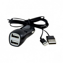 Cargador mechero iPhone 67 Dual USB 3A HV-UC239 - Negro