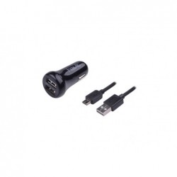 Cargador Mechero DUAL 2.1A con cable MicroUSB ST833 Negro